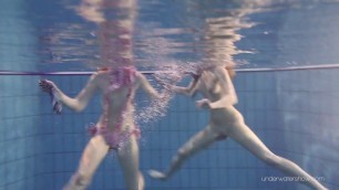 Blonde and brunette Duna and Nastya – underwater cuties