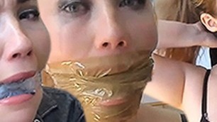 Blonde UK Amateur Slut Misha Mayfair Cleave Gagged With Scarves, Tape And Dirty Panties In Her Mouth