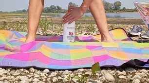 big bottle of bleach in my pussy masturbation at the river