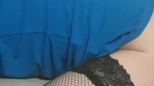 Crossdresser anal solo with black toy