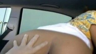 Horny ebony Blu Diamond enjoys in the back seat