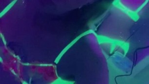 Bikini Blacklight Babe Playing at the Party