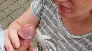 Backyard MILF Blowjob and Cum Swallow