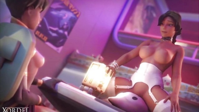 Young Ana Riding Stuffed Toy Untill She Cums While Tracer Watches